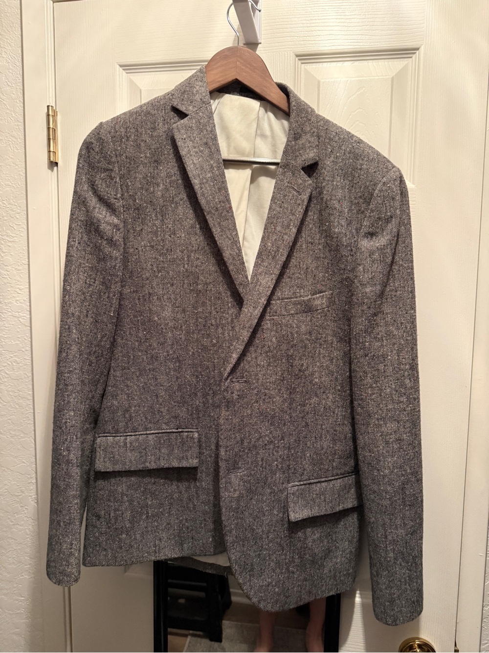 Topman Gray Tweed Single-Breast Blazer